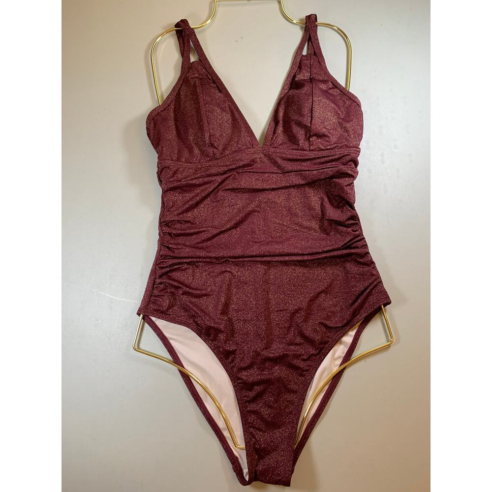 NWT Cupshe Sparkly Brown One Piece Bathing Suit Size Medium